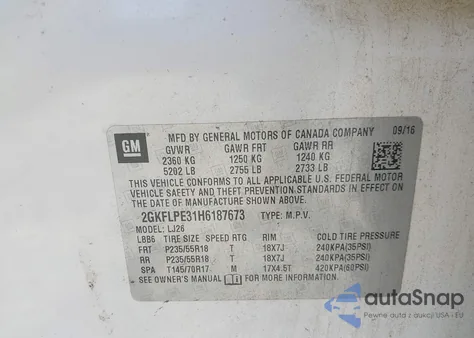 2017 GMC Terrain Slt из США, поврежденный, VIN 2GKFLPE31H6187673